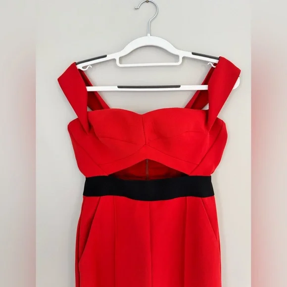 Self-Portrait Off-Shoulder Jumpsuit Red US 6 - Picture 8 of 16